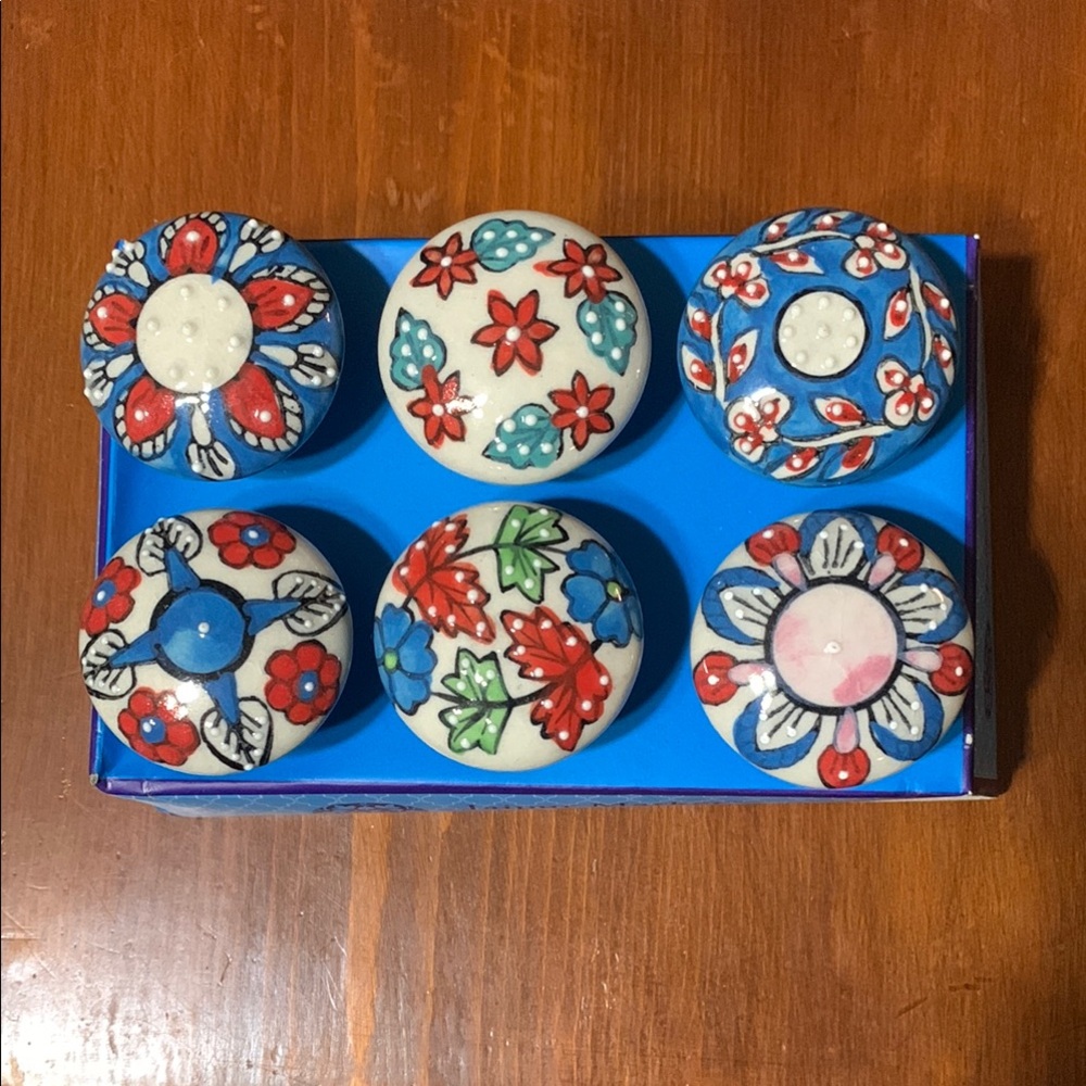 JAIPUR MARKET- Colorful Ceramic Knobs Set (6)